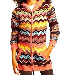 Missoni Target Zip Up Hoodie‎ Sweater Knit Chevron Colorful Kids Size S